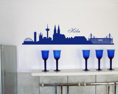 40.776 Köln Skyline mit Schatten Wandtattoo 100x43cm Verklebegröße 