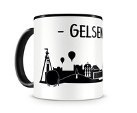 Gelsenkirchen Skyline Kaffeetasse Kaffeepott Tasse Modellnummer  schwarz/schwarz