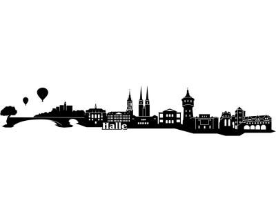 Halle Skyline Wandtattoo - Ansicht 1