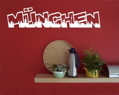 Mnchen Skyline Schriftzug Wandtattoo