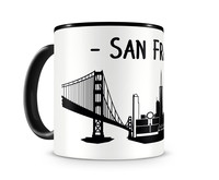 San Francisco Skyline Kaffee / Teetasse Tasse Modellnummer  schwarz/schwarz