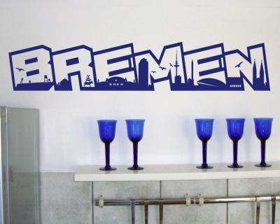 Bremen Skyline Schriftzug Wandtattoo