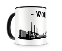 Wolfsburg Skyline Kaffeetasse Kaffeepott Tasse Modellnummer  schwarz/schwarz